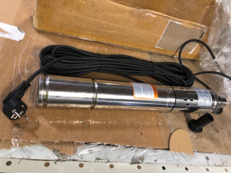 Photo 3 of *GENTLY USED* SHYLIYU Submersible Deep Well Pump 3" OD Pipe 1" Outlet 0.75KW 1HP Stainless Steel Screw Water Pump 116M-0.75KW