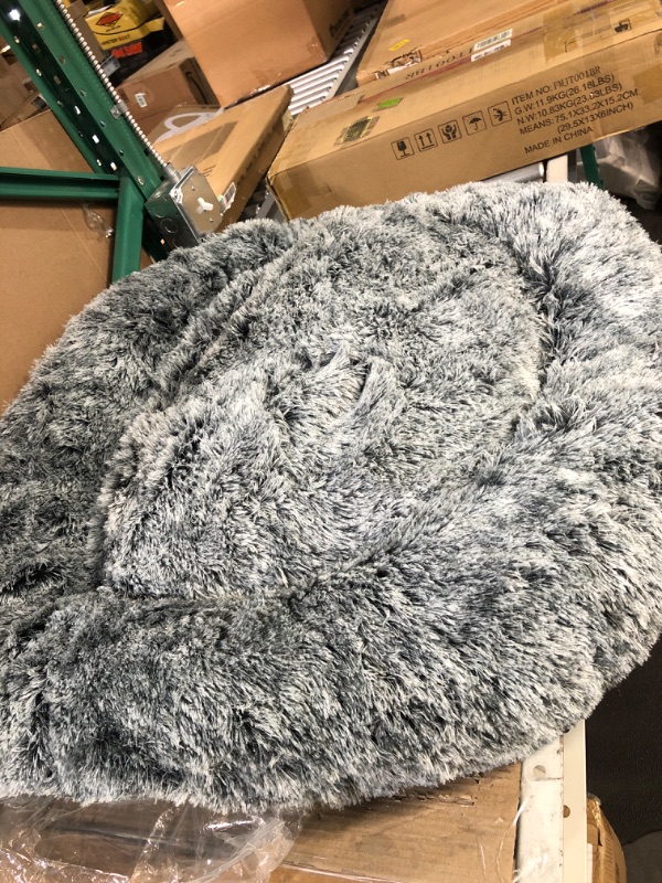 Photo 2 of *USED* Oval Calming Donut Cuddler Dog Bed,Shag Faux Fur Bed Washable Round Pillow XL(36"x27"x7") Grey2021