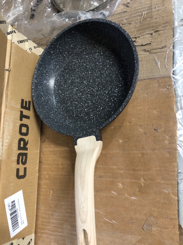 Photo 3 of *SEEMS NEW* CAROTE Nonstick Frying Pan Skillet,8" Non Stick Granite Fry Pan with Glass Lid, PFOA Free Classic Granite 