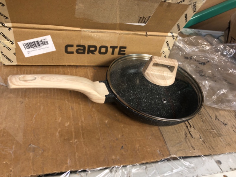 Photo 2 of *SEEMS NEW* CAROTE Nonstick Frying Pan Skillet,8" Non Stick Granite Fry Pan with Glass Lid, PFOA Free Classic Granite 