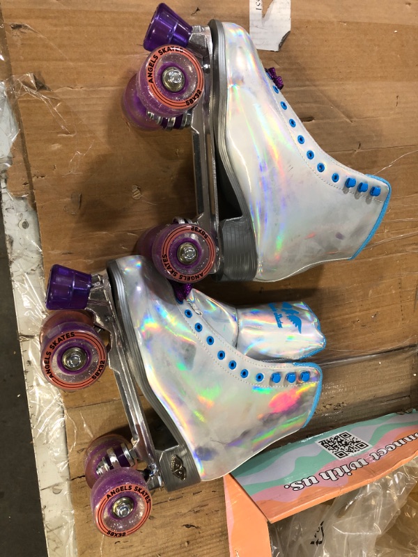 Photo 4 of *GENTLY USED* Angels Roller Skates - Premium Quality PU Leather Quad Roller Skates - Adjustable High- top Perfect Indoor Outdoor Girls Retro Roller Skates, Purple Rain 10