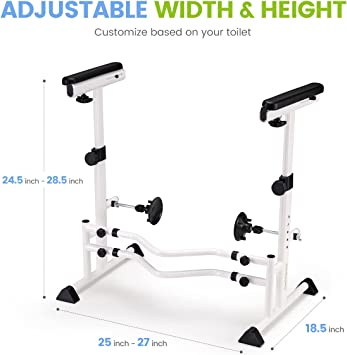 Photo 1 of *USED* OasisSpace Toilet Safety Rails - Stand Alone Toilet Rail 350lbs, Adjustable Medical Toilet Frame, Heavy Duty Bathroom Toilet Hand Rail