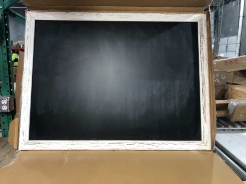 Photo 2 of Loddie Doddie Magnetic Chalkboard - Easy-to-Erase Large Chalkboard for Wall Decor and Kitchen - Hanging Black Chalkboards (46x34.5, White Rustic Frame)