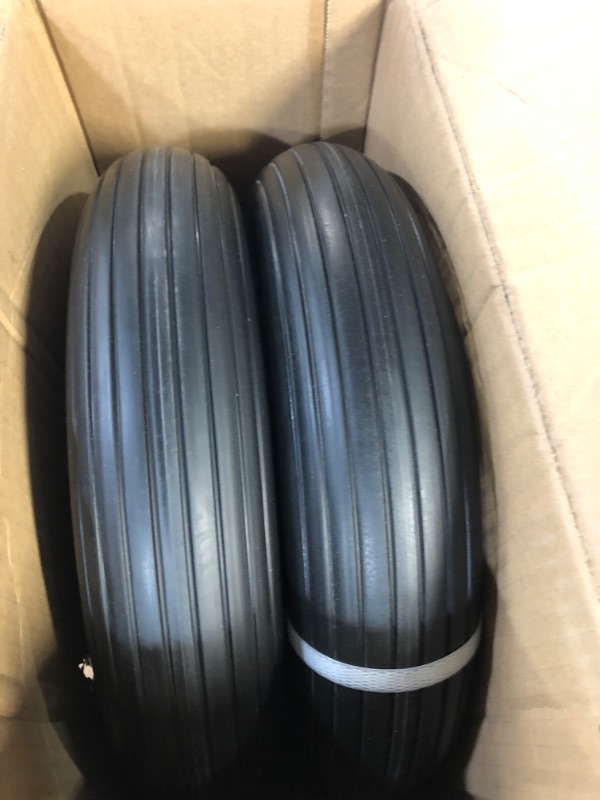 Photo 2 of Eazy2hD 13 Inch Wheelbarrow Tire 2 Pack Wheel Replacement Air Filled Fits Tires Size of 4.00"x 6" (3.50/2.50-8") 5/8" Bearings for Wheel Barrel Yard Cart Garden