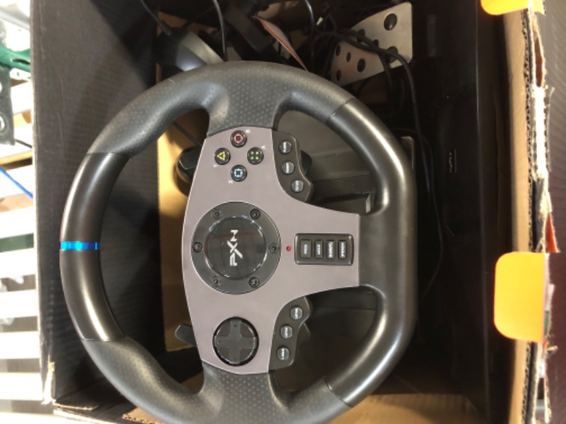 Photo 3 of Game Racing Wheel, PXN V9 270°/900° Adjustable Racing Steering Wheel, with Clutch and Shifter, Support Vibration and Headset Function, Suitable for PC, PS3, PS4, Xbox One, Nintendo Switch.