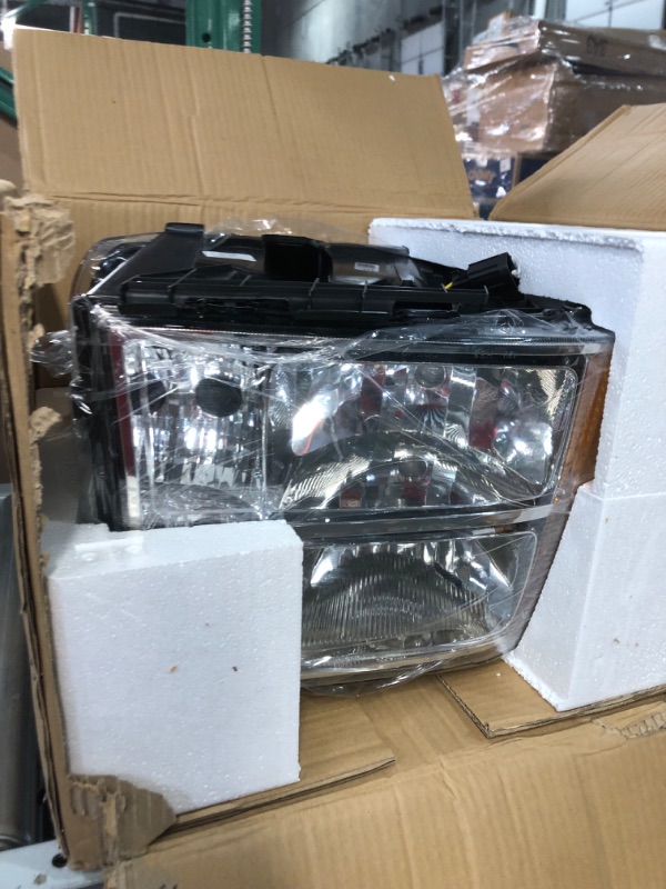 Photo 2 of ADCARLIGHTS for 2007-2014 Sierra Headlight Assembly --Chrome Housing / Clear Reflector / Clear Lens