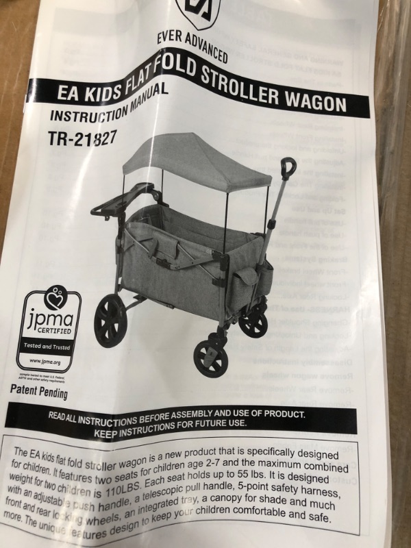 Photo 4 of EVER ADVANCED Foldable Wagons for Two Kids & Cargo Harness Gray