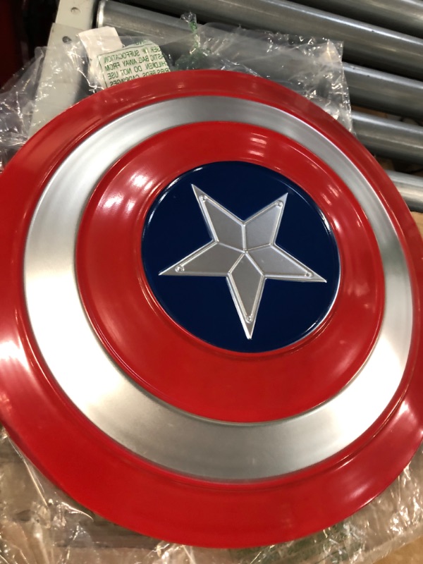 Photo 4 of (SEE NOTES) Metal Captain America Shield 1:1 Cosplay Party Props Full Size Replica Red