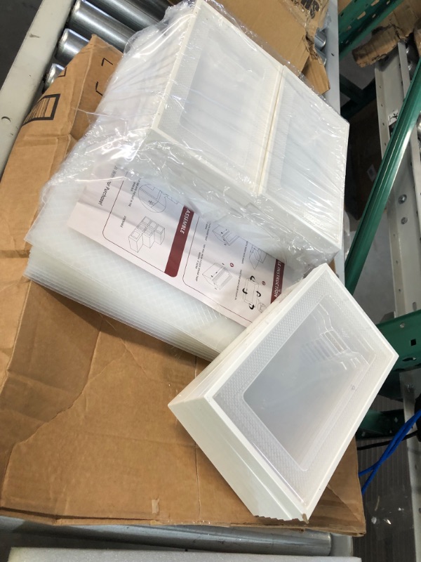 Photo 1 of SEE SPRING Large 12 Pack Shoe Storage Box, Clear Plastic Stackable Shoe Organizer for Closet, Space Saving Foldable Shoe Rack Sneaker Containers Bins Holders (White)
