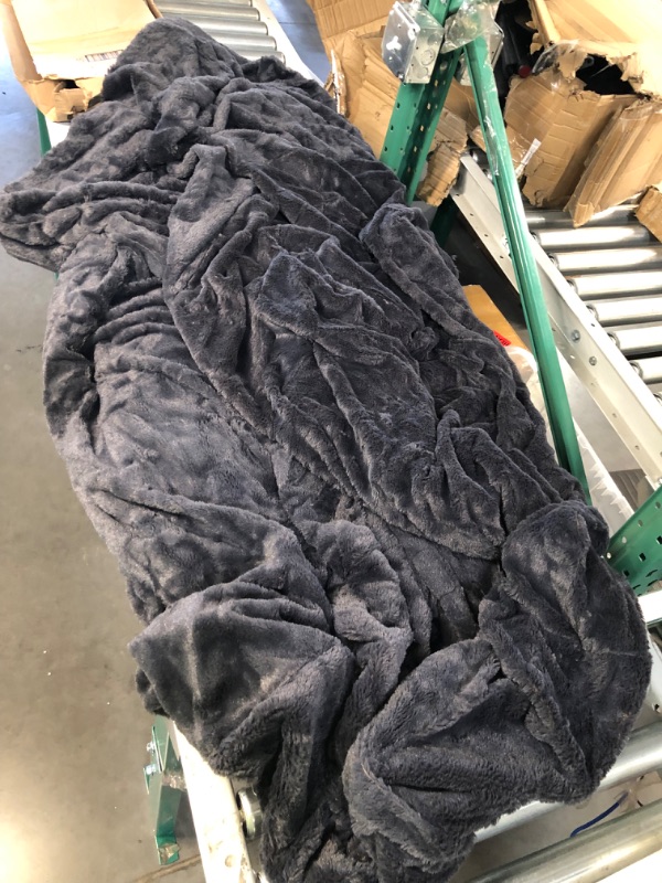 Photo 1 of ***USED*** Large Fuzzy Throw Blanket, Slate Gray