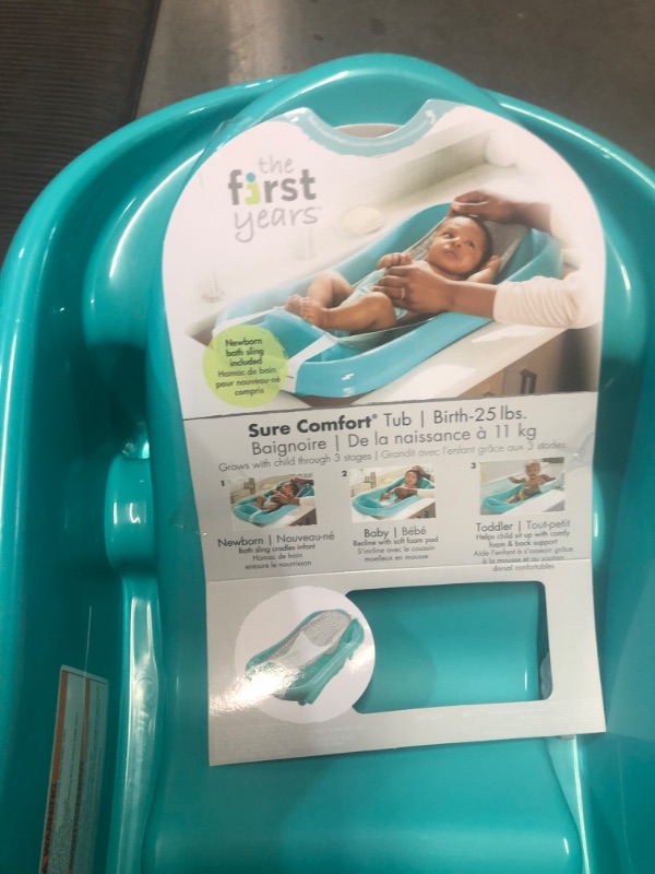 Photo 3 of *MISSING PARTS* The First Years Sure Comfort Deluxe Newborn to Toddler Tub, Teal Aqua