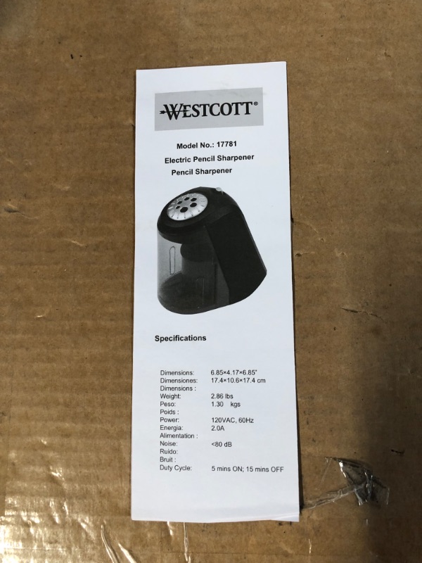 Photo 3 of Westcott Heavy Duty School/Classroom Pro Electric Pencil Sharpener, Blue