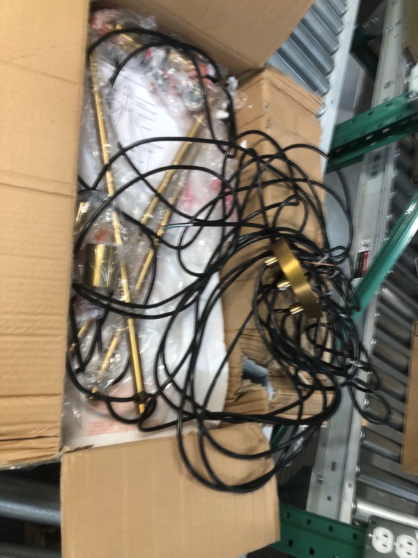Photo 1 of ***USED*** Kira Home Madeline 24.5" Modern 6-Light Spider Pendant Chandelier, Multi Pendant Chandelier, Customizable Hanging Height, Warm Brass Finish