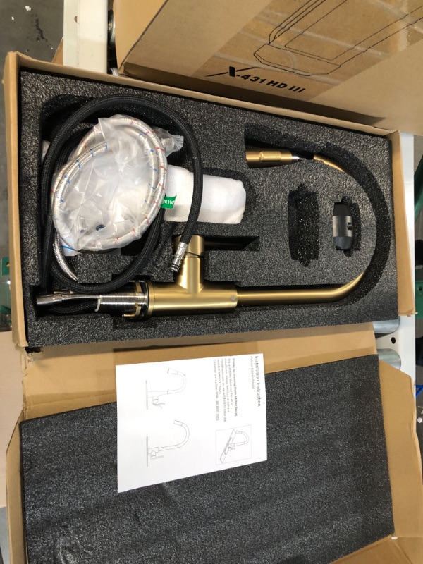 Photo 2 of ***USED*** havin Gold Kitchen Faucet,Kitchen Faucet with Pull Down Sprayer Head,Spot Free,Including 10 inch Deck Plated, Fit for 1 and 3 Holes (Style A, HV601) Modern Brushed Gold