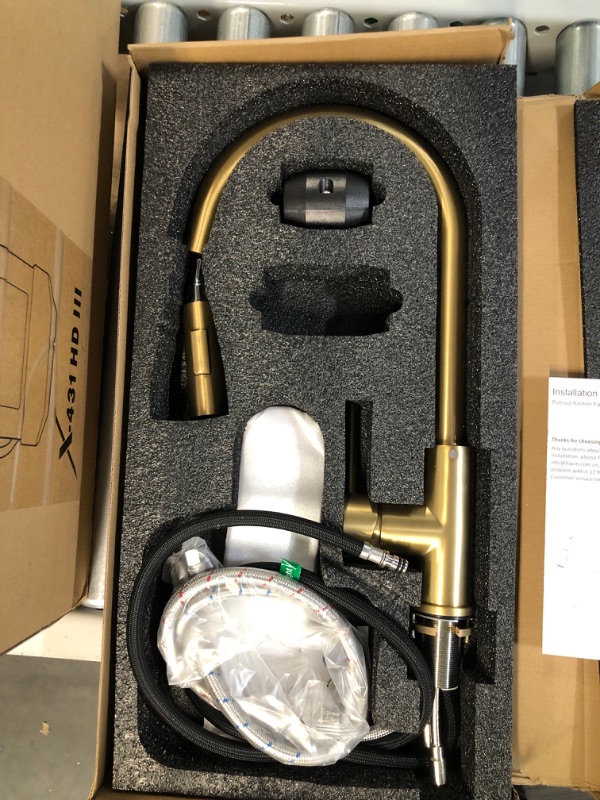 Photo 3 of ***USED*** havin Gold Kitchen Faucet,Kitchen Faucet with Pull Down Sprayer Head,Spot Free,Including 10 inch Deck Plated, Fit for 1 and 3 Holes (Style A, HV601) Modern Brushed Gold