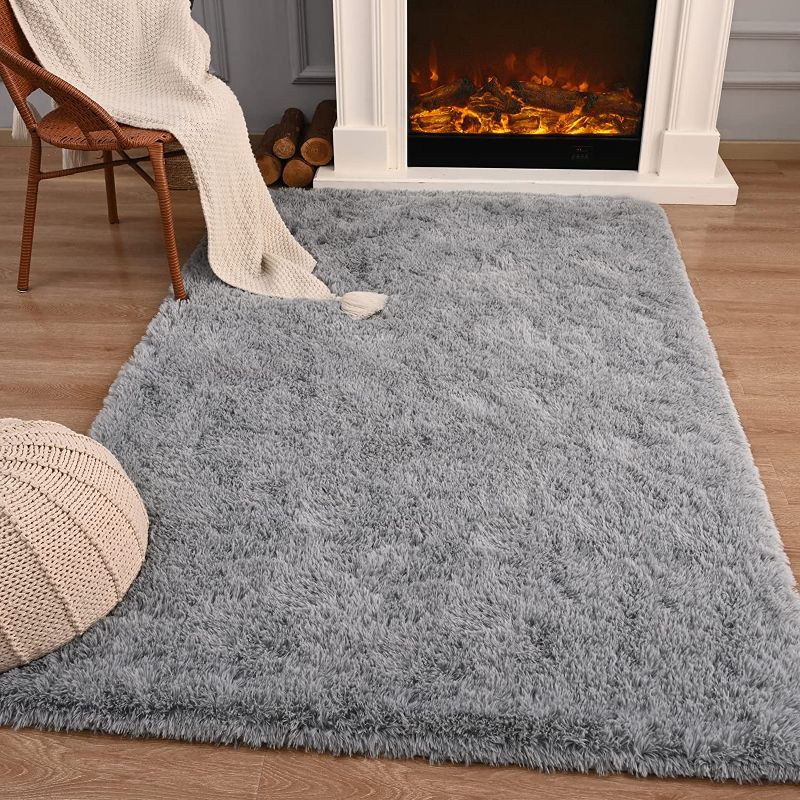 Photo 1 of [See Notes] Przemy Fluffy Bedroom Rug 10x10 ft - Grey