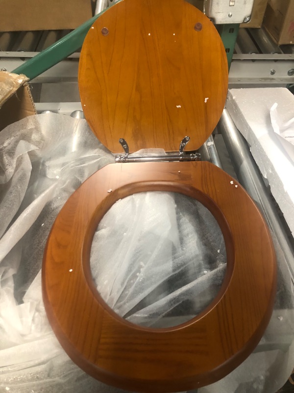 Photo 3 of **MISSING HARDWARE**
Solid Toilet Seat Mahogany Wood