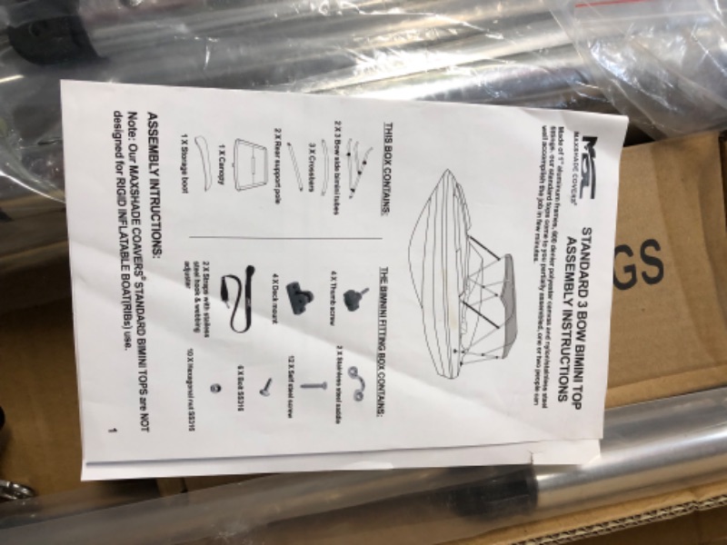 Photo 4 of MSC 3 Bow 4 Bow Bimini Top Boat Cover with Rear Support Pole and Storage Boot, Color Grey, Burgundy,Navy,Beige,Pacific Blue,Black,Forest Green,White,Teal available (3 Bow 6'L x 46"H x 73"-78"W, Burgundy) 3 Bow 6'L x 46"H x 73"-78"W Burgundy