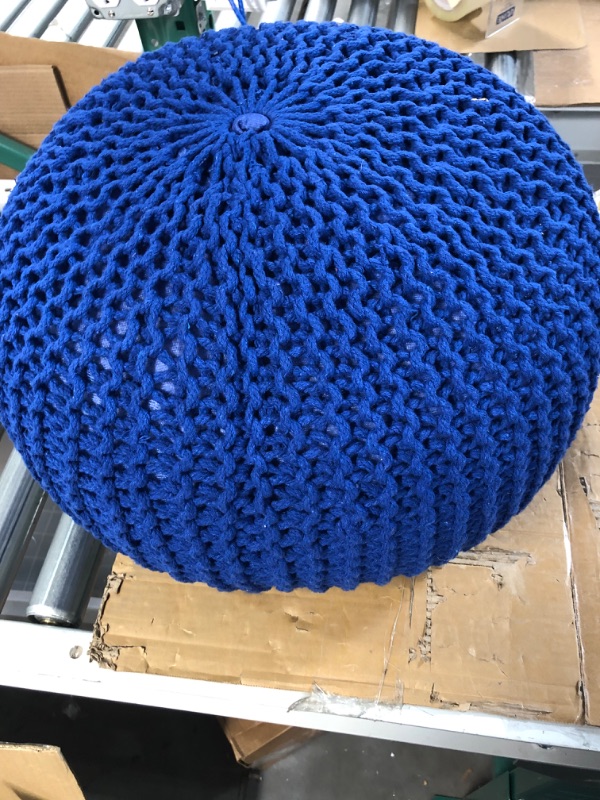 Photo 1 of *NEW* Christopher Knight Home Belle Knitted Cotton Pouf, Navy