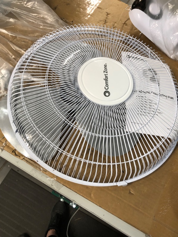 Photo 2 of *USED/SEE NOTES* Comfort Zone CZ16W 16” 3-Speed Oscillating Wall-Mount Fan 