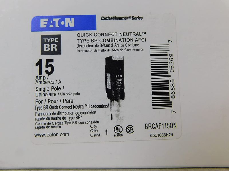 Photo 1 of Cutler Hammer Eaton BRCAF115QN AFCI Combo BR 15 amp Quick Connect Breaker