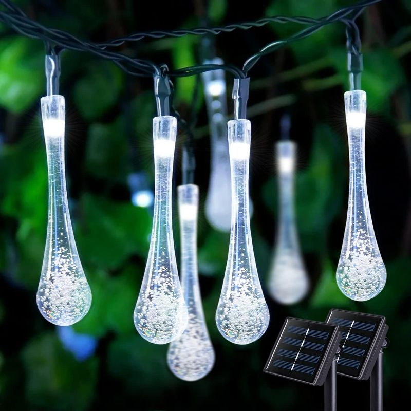 Photo 1 of JMEXSUSS 2 Pack Solar Water Drop String Lights