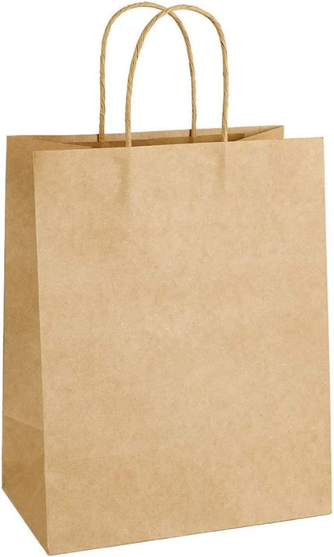 Photo 1 of 100pcs Kraft Paper Bags 7.9x4.25x10.6" Gift Bag with (Brown
