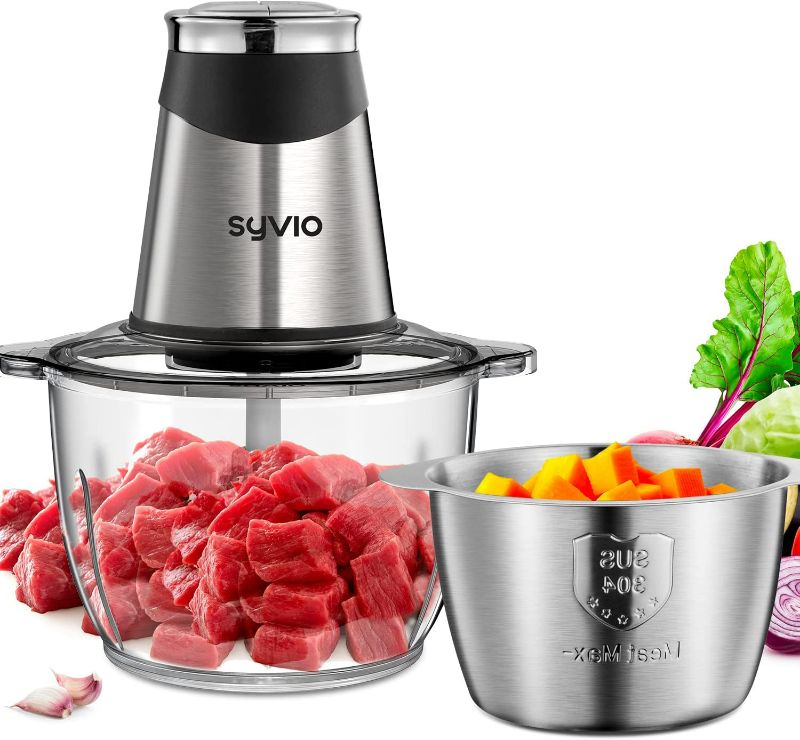 Photo 1 of (SELL For  Parts) Syvio Food Processors with 2 Bowls, Meat Grinder 4 Bi-Level Blades, 
