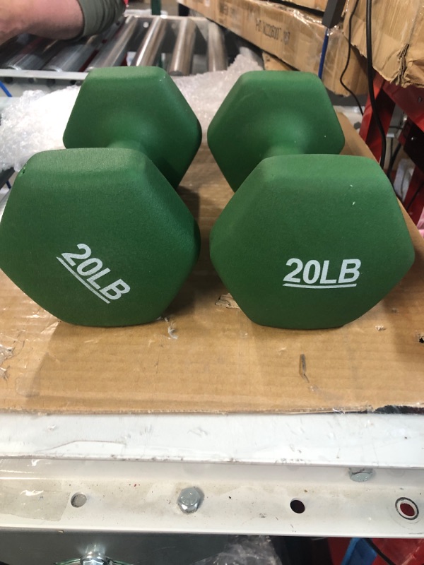 Photo 2 of Amazon Basics Neoprene Workout Dumbbell Light Green 20-Pound, Set of 2 Weight Set