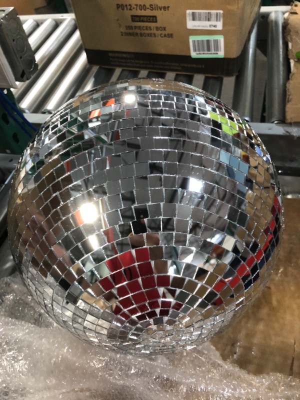 Photo 2 of 12" Disco Ball Mirror Ball Disco Party Decoration Stage Light Dj Light Effect Home Business Christmas Display Decoration Silver