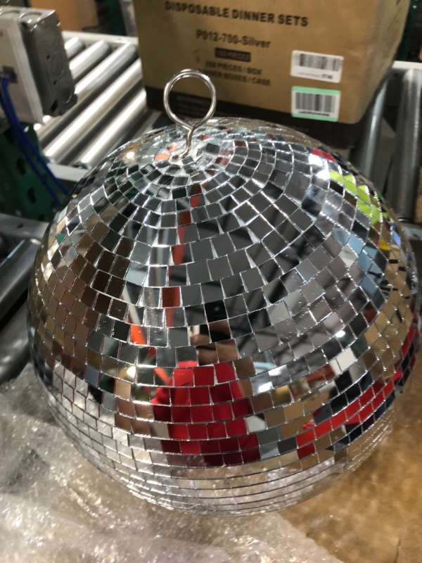 Photo 3 of 12" Disco Ball Mirror Ball Disco Party Decoration Stage Light Dj Light Effect Home Business Christmas Display Decoration Silver