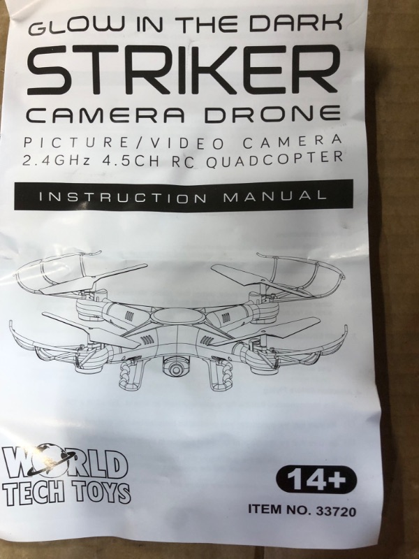 Photo 5 of **FOR PARTS ONLY**
World Tech Toys 2.4Ghz Striker Glow-in-The-Dark 4.5 Channel RC Spy Drone