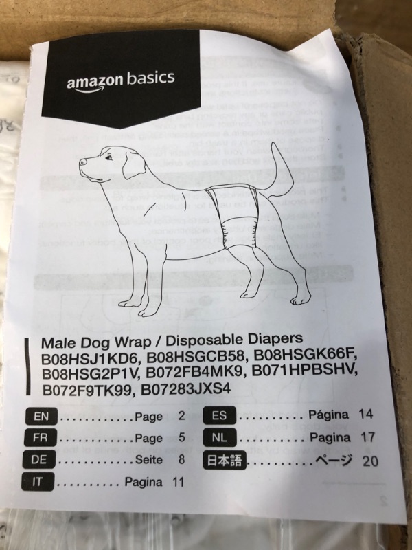 Photo 2 of Amazon Basics Male Dog Wrap, Disposable Diapers, Medium - Pack of 30 Medium Pack of 30