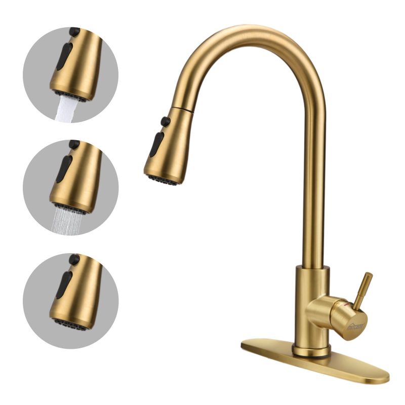 Photo 1 of *SEE NOTES* MITCENT Pull Down Kitchen Gold Faucet with Sprayer Single Handle Sink Faucet
