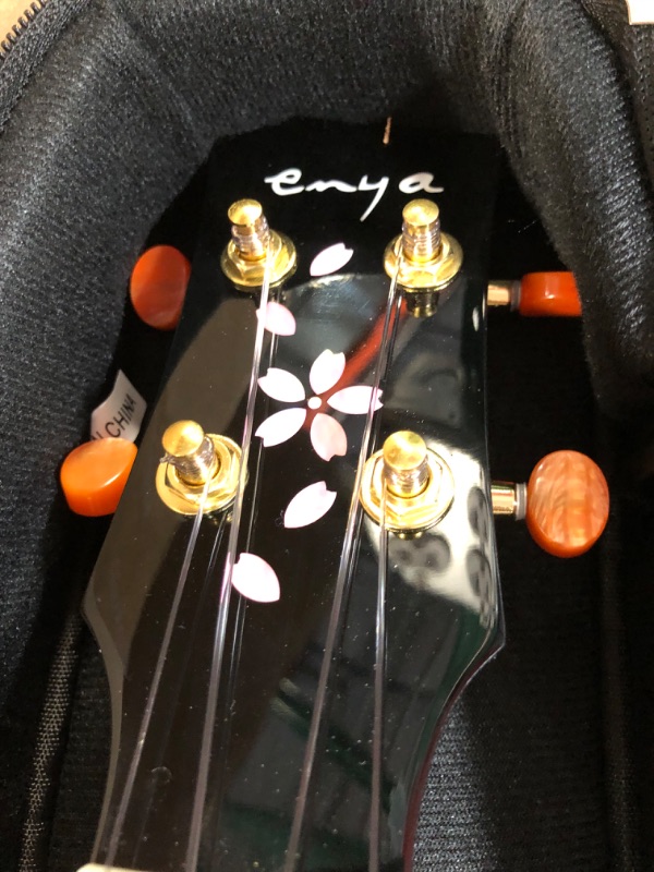 Photo 6 of *SEE NOTES* Enya Tenor Ukulele 26" all Solid Mahogany Ukelele with Pickup and Cherry Blossom Pattern 