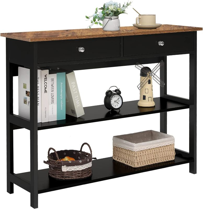 Photo 1 of *SEE NOTES* usikey Console Table with 2 Drawers, 3-Tier Sofa Table, Entryway Table for Hallway, Living Room, Easy Assembly, Black
