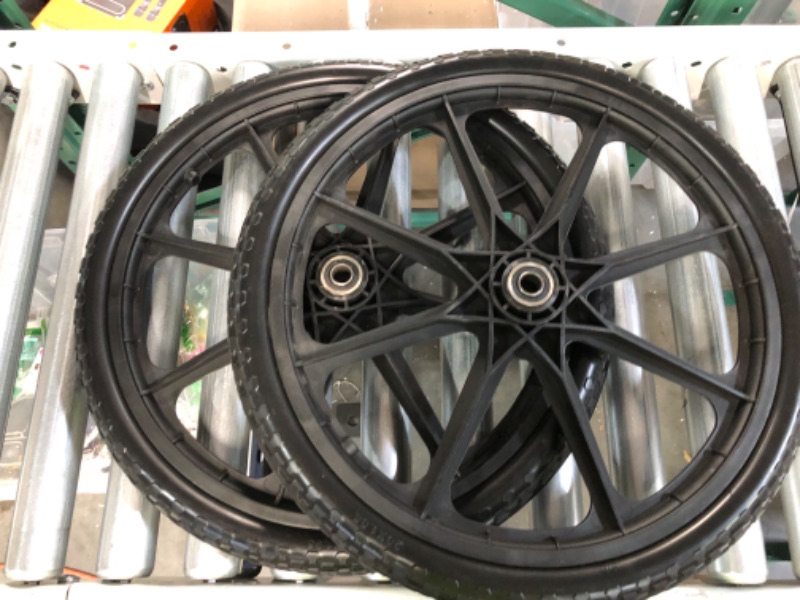 Photo 2 of 20x1.95" Flat Free Cart Wheels Compatible with Rubbermaid Garden Yard Cart, 20" Replacement