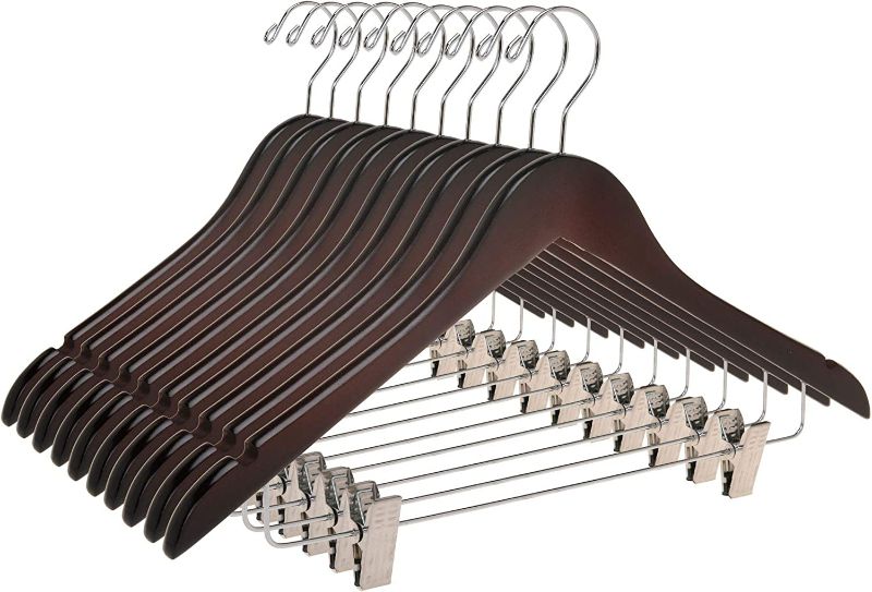 Photo 1 of 
Quality Wooden Skirt Hangers with Clips Smooth Solid Wood Pants Hangers with Durable Adjustable Metal Clips 12