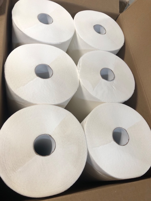 Photo 2 of High Capacity TAD Towel rolls, 10" Roll, White, 6 Rolls Premium Quality Fits Touchless Automatic roll Towel Dispenser