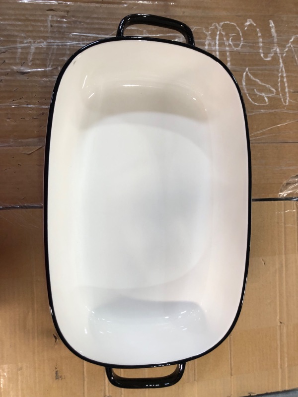 Photo 2 of [Factory Sealed] 6 Quart Large Rectangular Baking Dish, 16x11 Inches Ceramic - White & Black