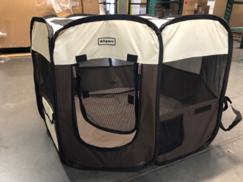 Photo 2 of [See Notes] Aliparr Portable Pet Playpen w/ Carry case -  Beige