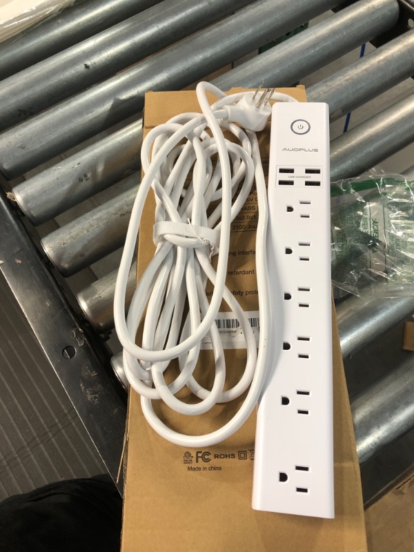 Photo 2 of 15 Ft Power Strip Surge Protector, 6 Outlets and 4 USB Ports, 15ft White