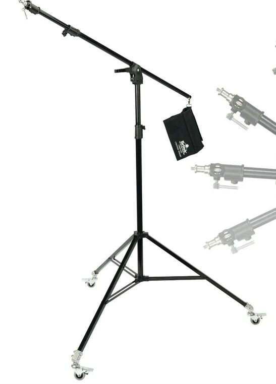 Photo 1 of Heavy Duty 11 ft Boom Stand with Locking Caster Wheels and Boom Bag