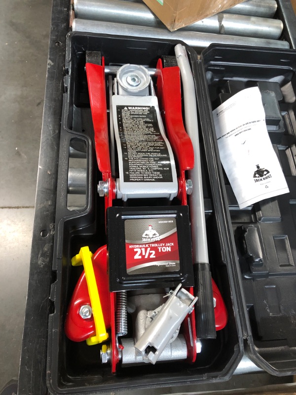 Photo 2 of JackBoss Torin Hydraulic Low Profile Floor Jack 2.5 Ton (5,000 lb) Capacity Trolley Jack with Quick Lift Pump and Portable Storage Case, Red, T825010