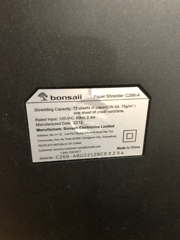 Photo 3 of Bonsaii Paper Shredder,