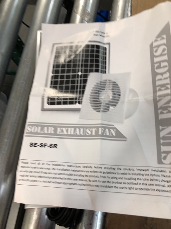 Photo 2 of SUN ENERGISE Solar Powered Exhaust Fan Pro, 15W Solar Panel + 6 Inch High Speed Exhaust Fan with Anti-backflow Valve