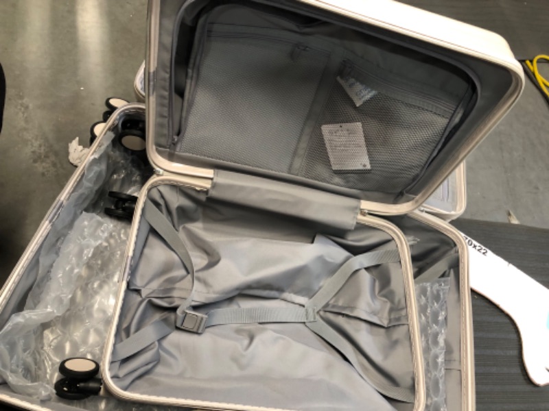 Photo 7 of *OPENED TO INSPECT** Hanke Upgrade Luggage Sets PC Lightweight Hardshell Suitcases with Spinner Wheels & TSA Lock, Extra Large Rolling Travel Luggage Nestable Storage 2 Piece Set 20/29/WHITE