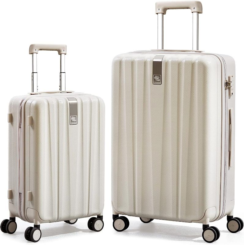 Photo 1 of *OPENED TO INSPECT** Hanke Upgrade Luggage Sets PC Lightweight Hardshell Suitcases with Spinner Wheels & TSA Lock, Extra Large Rolling Travel Luggage Nestable Storage 2 Piece Set 20/29/WHITE