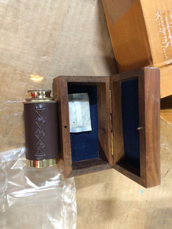 Photo 2 of Mythrojan Mini Pirate Spyglass Telescope with Wooden Box Tan