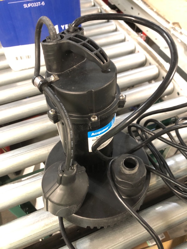 Photo 1 of **USED** Acquaer 1/3HP Sump Pump, 3040GPH Submersible Clean/Dirty Water Pump